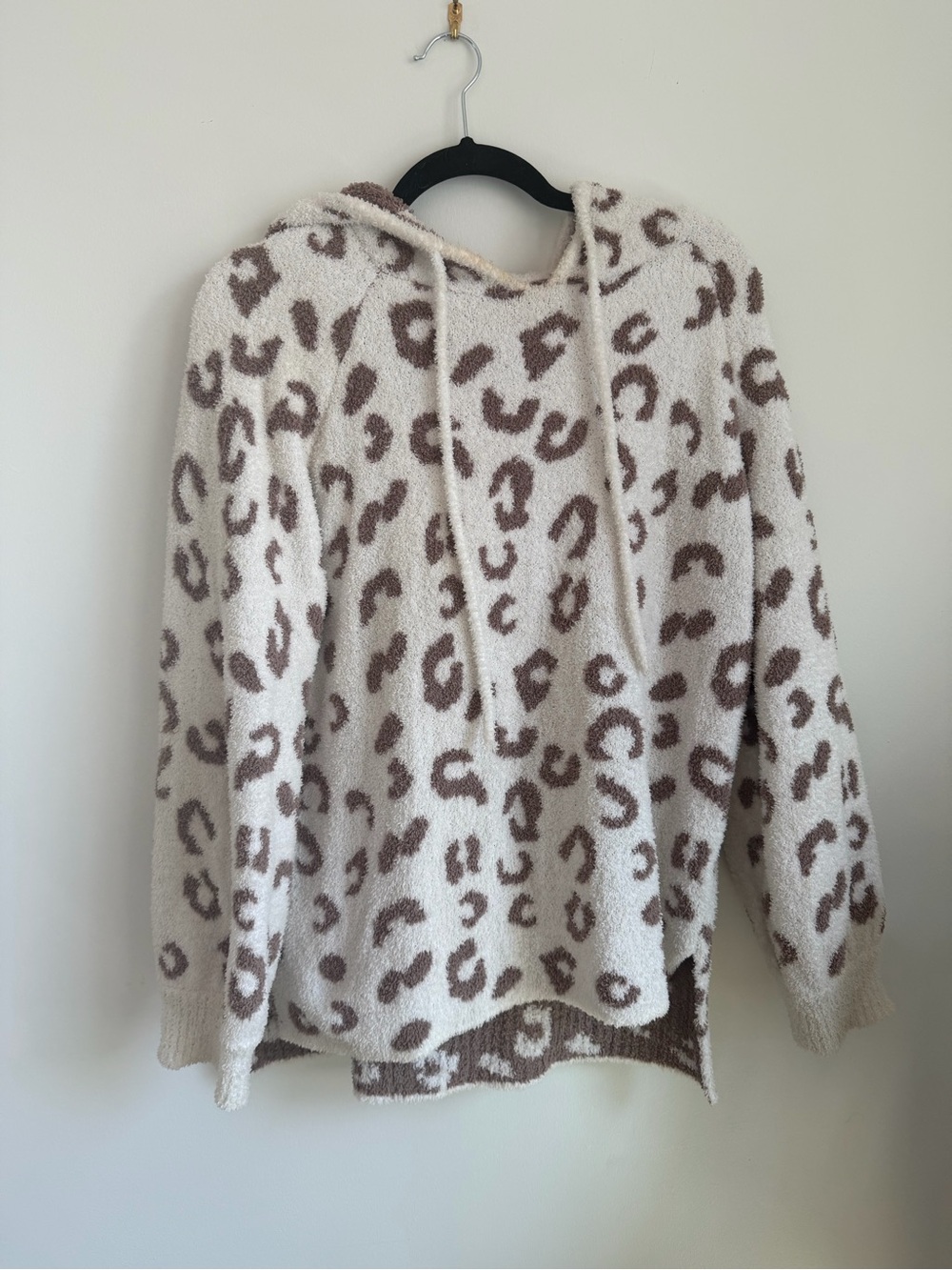 Nanamacs Cozy Cream Leopard Print Hooded Sweater